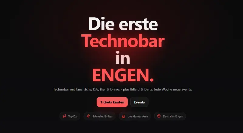 Centralbar Engen - Die erste Technobar in Engen. Erstellen einer Webseite mit Hosting